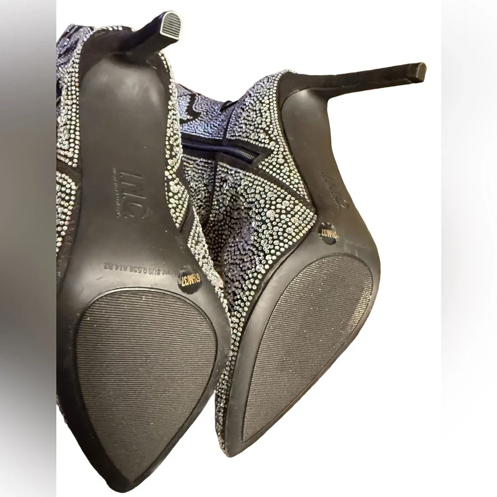 INC International Concepts NWT Sz 6.5 Black Rhinestone Embellished Boots (SH150) - Picture 10 of 15